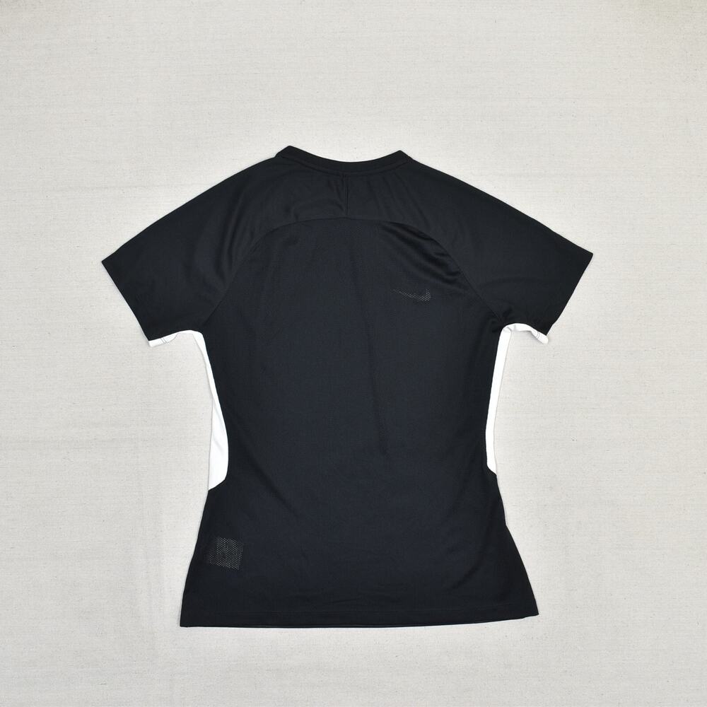 Nike Women Top Short Sleeve Polyester V Neck Black Size M Dri Fit Gym Workout - Picture 3 of 8